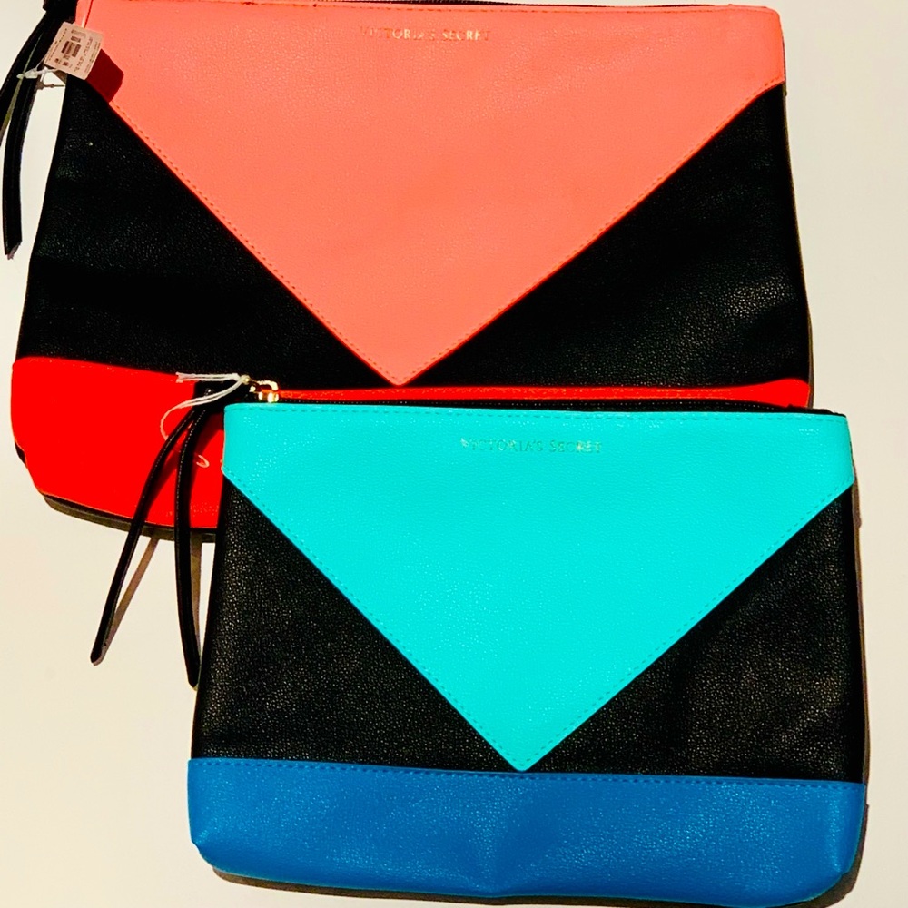 😀 Color Block Victoria Secrets Pouches w/top zipper